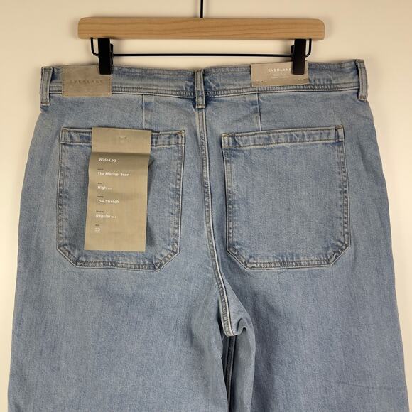 Everlane The Mariner Jean Wide Leg High Rise Light Indigo Denim 33 NWT Coastal - Picture 11 of 16